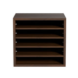 VEVOR Wood Literature Organizer Adjustable File Sorter 5 Compartments Brown