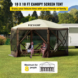 VEVOR Pop-up Camping Gazebo Camping Canopy Shelter 6 Sided 10' x 10' Sun Shade - Front View