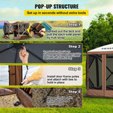 VEVOR Pop-up Camping Gazebo Camping Canopy Shelter 6 Sided 10' x 10' Sun Shade - Top-Down View