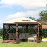 VEVOR Pop-up Camping Gazebo Camping Canopy Shelter 6 Sided 10' x 10' Sun Shade - Low Angle