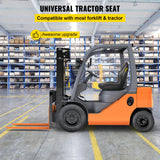 VEVOR Universal Lawn Tractor Seat Replacement, Compact High Back Mower Seat, Black Vinyl Forklift Seat, Central Drain Hole Skid Steer Seat with Mounting Bolt Patterns of 8