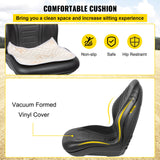 VEVOR Universal Lawn Tractor Seat Replacement, Compact High Back Mower Seat, Black Vinyl Forklift Seat, Central Drain Hole Skid Steer Seat with Mounting Bolt Patterns of 8