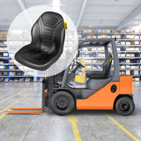VEVOR Universal Lawn Tractor Seat Replacement, Compact High Back Mower Seat, Black Vinyl Forklift Seat, Central Drain Hole Skid Steer Seat with Mounting Bolt Patterns of 8