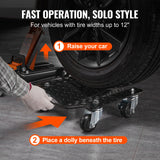 VEVOR Car Dolly Wheel Tire Dolly 2 PCS Heavy Duty Skate Auto Repair Dolly 3000LB - Rear View