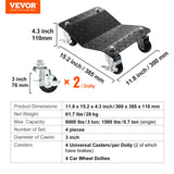 VEVOR Car Dolly Wheel Tire Dolly 4 PCS Heavy Duty Skate Auto Repair Dolly 6000LB - Close-Up Angle