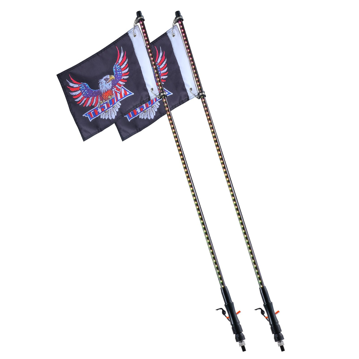 VEVOR 2 PCS 3 FT Whip Light, APP & RF Remote Control Led Whip Light, Waterproof RGB Chasing Lighted Whips with 4 Flags, for UTVs, ATVs, Motorcycles,