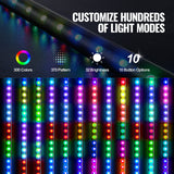VEVOR 2 PCS 3 FT Whip Light, APP & RF Remote Control Led Whip Light, Waterproof RGB Chasing Lighted Whips with 4 Flags, for UTVs, ATVs, Motorcycles,