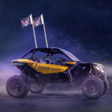 VEVOR 2 PCS 3 FT Whip Light, APP & RF Remote Control Led Whip Light, Waterproof RGB Chasing Lighted Whips with 4 Flags, for UTVs, ATVs, Motorcycles, RZR, Can-am, Trucks, Off-road, Go-karts - Low Angle