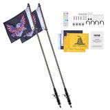 VEVOR 2 PCS 3 FT Whip Light, APP & RF Remote Control Led Whip Light, Waterproof RGB Chasing Lighted Whips with 4 Flags, for UTVs, ATVs, Motorcycles,