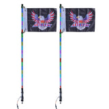 VEVOR 2 PCS 3 FT Whip Light, APP & RF Remote Control Led Whip Light, Waterproof RGB Chasing Lighted Whips with 4 Flags, for UTVs, ATVs, Motorcycles,