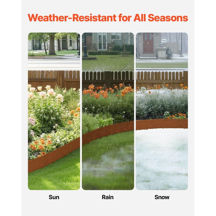 Steel Landscape Edging, 10 Packs 40 x 4.5 in Weather-Resistant & Pre-Rust Metal Landscape Edging, Bendable Garden Edging Border, Heavy Duty Lawn Edging, Flower Bed Yard Pathway Divider