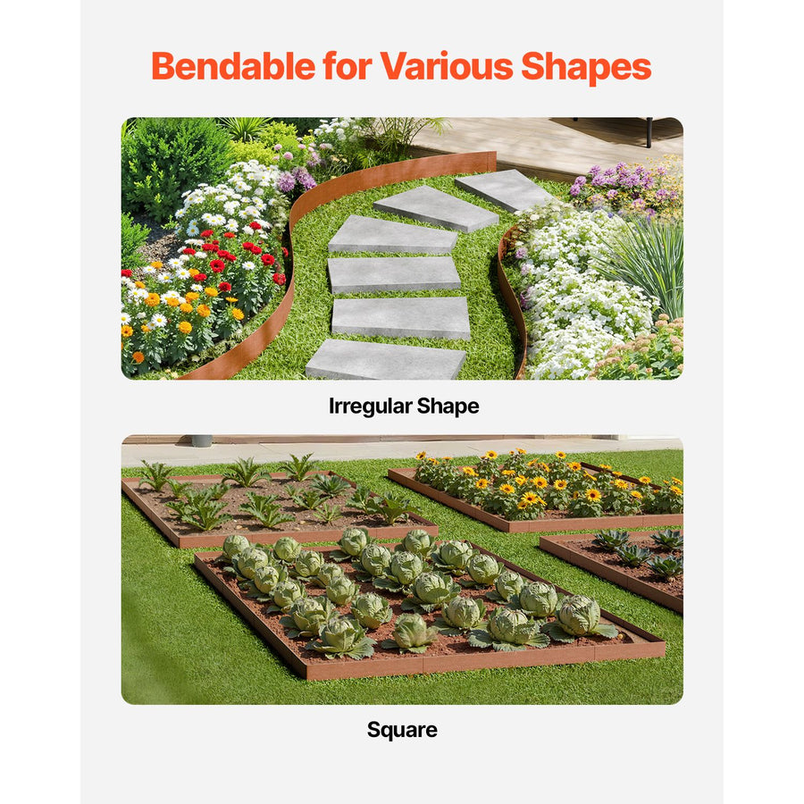 Steel Landscape Edging, 10 Packs 40 x 4.5 in Weather-Resistant & Pre-Rust Metal Landscape Edging, Bendable Garden Edging Border, Heavy Duty Lawn Edging, Flower Bed Yard Pathway Divider