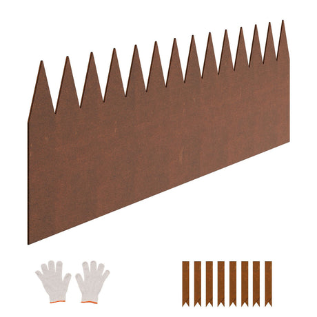 Steel Landscape Edging, 6 Packs 40 x 8 in Weather-Resistant & Pre-Rust Metal Landscape Edging, Bendable