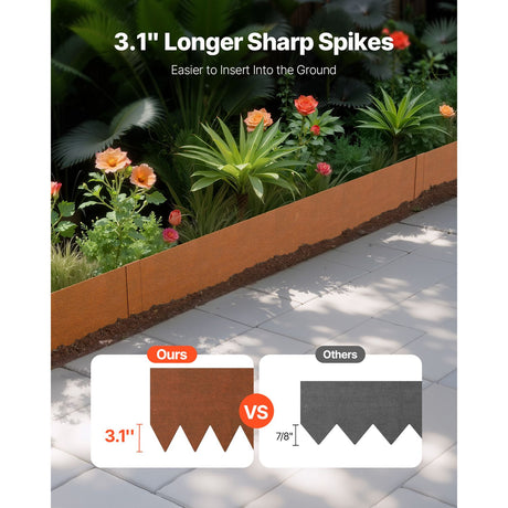 Steel Landscape Edging, 6 Packs 40 x 8 in Weather-Resistant & Pre-Rust Metal Landscape Edging, Bendable, image 2