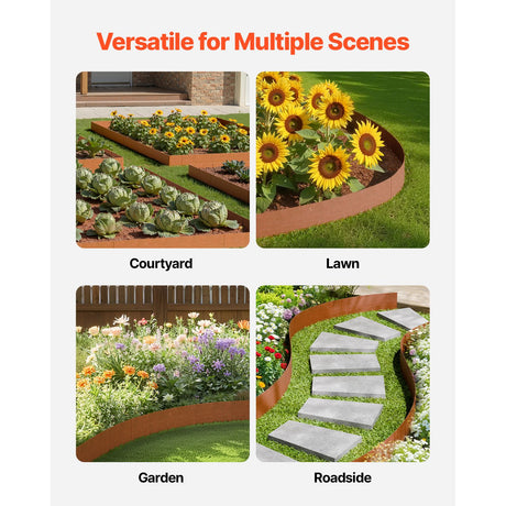 Steel Landscape Edging, 6 Packs 40 x 8 in Weather-Resistant & Pre-Rust Metal Landscape Edging, Bendable, image 6