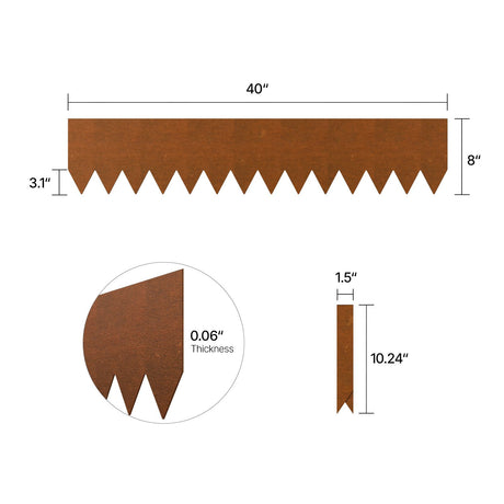 Steel Landscape Edging, 6 Packs 40 x 8 in Weather-Resistant & Pre-Rust Metal Landscape Edging, Bendable, image 8