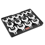 VEVOR Crowfoot Wrench Set, 1/2" Drive 14-Piece SAE (1-1/16" - 2") Crows Foot Wrench Set with Storage Tray, 40CR Material with Laser Etched Sizing, for