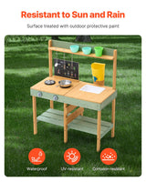 VEVOR Wooden Mud Kitchen Outdoor Toy Play Kitchen Set for Kids Pretend Playset - Front View