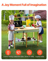 VEVOR Wooden Mud Kitchen Outdoor Toy Play Kitchen Set for Kids Pretend Playset - 45-Degree Angle