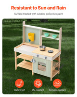 VEVOR Wooden Mud Kitchen Outdoor Toy Play Kitchen Set for Kids Pretend Playset - Front View