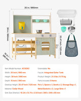 VEVOR Wooden Mud Kitchen Outdoor Toy Play Kitchen Set for Kids Pretend Playset - Close-Up Angle