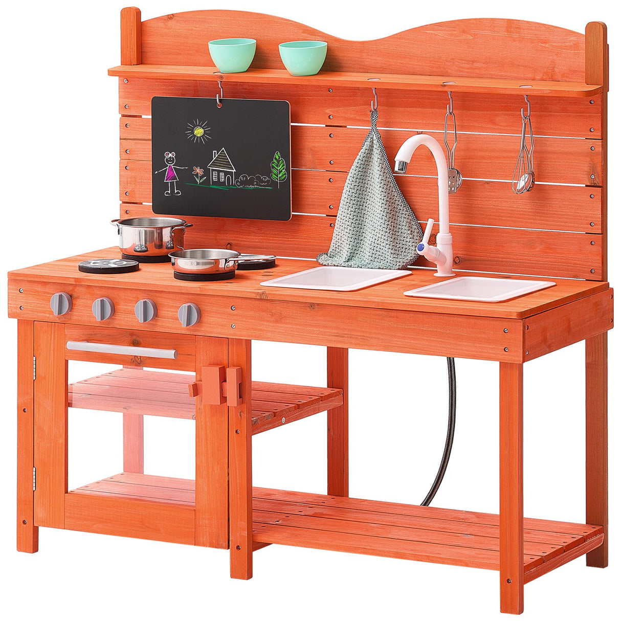 VEVOR Wooden Mud Kitchen Outdoor Toy Play Kitchen Set for Kids Pretend Playset