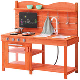 VEVOR Wooden Mud Kitchen Outdoor Toy Play Kitchen Set for Kids Pretend Playset