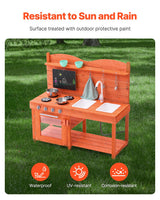 VEVOR Wooden Mud Kitchen Outdoor Toy Play Kitchen Set for Kids Pretend Playset - Front View