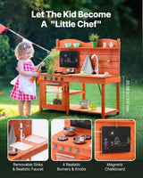 VEVOR Wooden Mud Kitchen Outdoor Toy Play Kitchen Set for Kids Pretend Playset