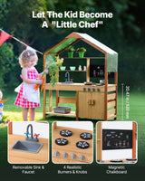 VEVOR Wooden Mud Kitchen Outdoor Toy Play Kitchen Set for Kids Pretend Playset