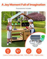 VEVOR Wooden Mud Kitchen Outdoor Toy Play Kitchen Set for Kids Pretend Playset