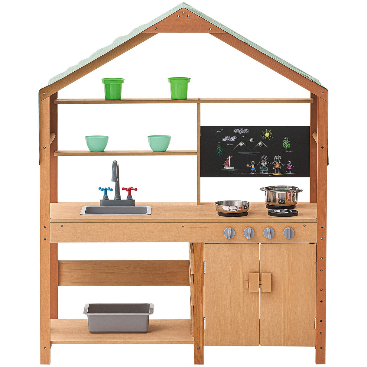 VEVOR Wooden Mud Kitchen Outdoor Toy Play Kitchen Set for Kids Pretend Playset