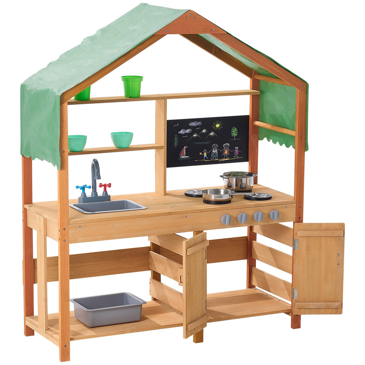 VEVOR Wooden Mud Kitchen Outdoor Toy Play Kitchen Set for Kids Pretend Playset