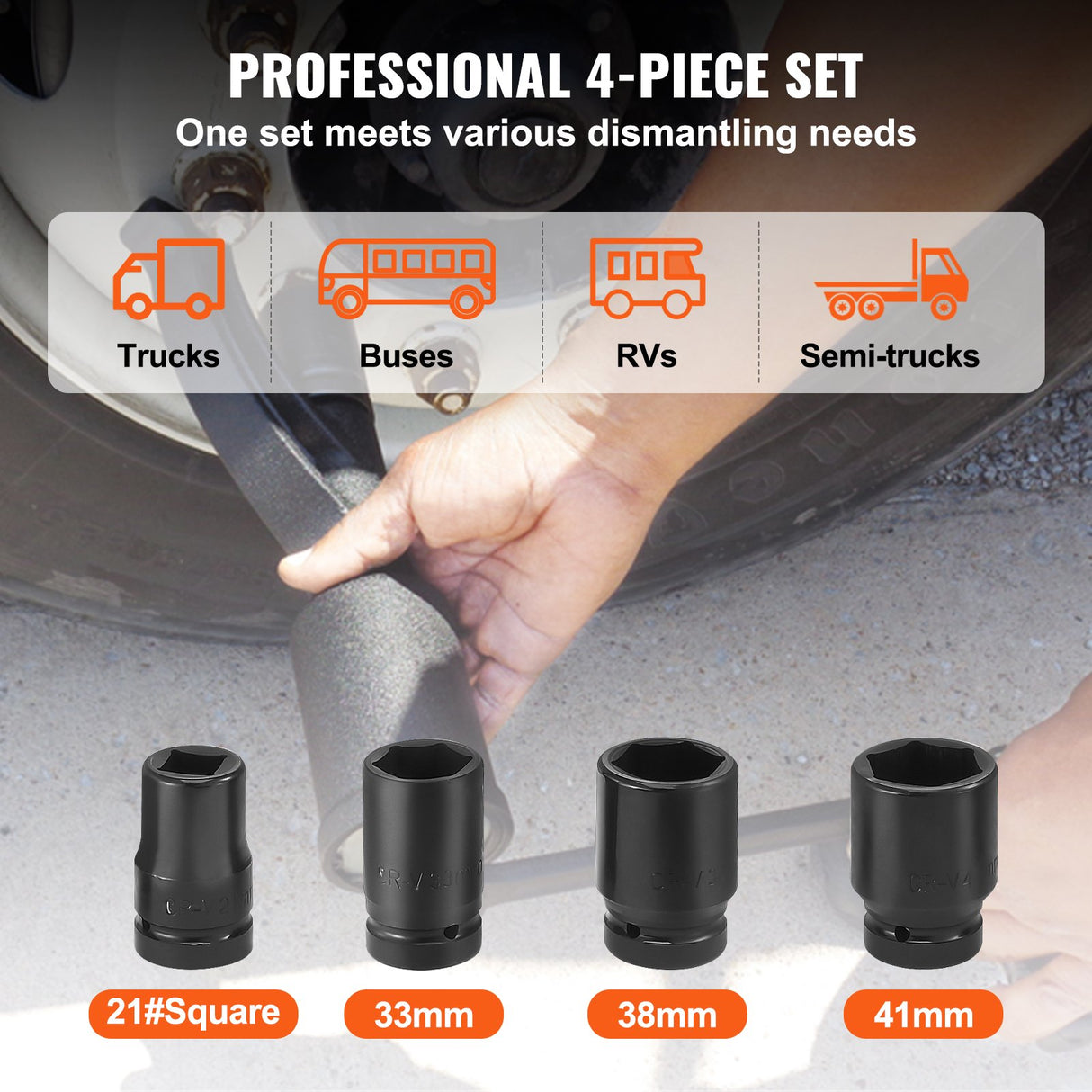 VEVOR Torque Multiplier, Heavy Duty Torque Multiplier Wrench Set, 1 Inch Drive Lug Nut Wrench Torque Multiplier, 1:64 6800N.m Lug Nut Remover, with 4