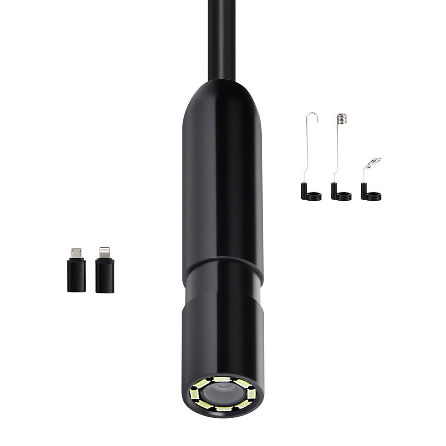 Endoscope Camera with Light, 1920P HD Borescope for Android & IOS, 8 LED Lights Inspection Camera with 5m Semi-Rigid Cable, 2X Zoom, IP67 Waterproof Snake Scope Camera for Auto, Plumbing