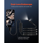 Endoscope Camera with Light, Dual Lens Borescope for Android & IOS, 1920P HD Inspection Camera with 8 + 1 LED Lights, 2X Zoom, 3m Snake Cable, IP67 Waterproof Snake Camera for Auto, Plumbing