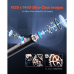 Endoscope Camera with Light, Dual Lens Borescope for Android & IOS, 1920P HD Inspection Camera with 8 + 1 LED Lights, 2X Zoom, 3m Snake Cable, IP67 Waterproof Snake Camera for Auto, Plumbing