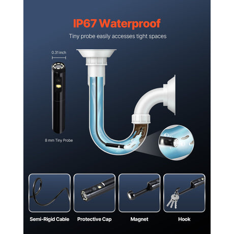 Endoscope Camera with Light, Dual Lens Borescope for Android & IOS, 1920P HD Inspection Camera with 8 + 1 LED, image 6