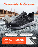 VEVOR Steel Toe Shoes for Men US Size 11 Athletic Work Shoe Sneakers Black - Front View