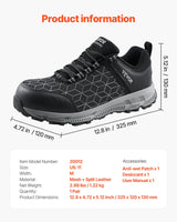 VEVOR Steel Toe Shoes for Men US Size 11 Athletic Work Shoe Sneakers Black - Close-Up Angle