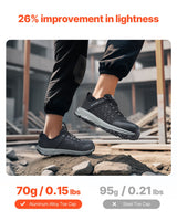 VEVOR Steel Toe Shoes for Men US Size 11 Wide Athletic Work Shoe Sneakers Black - Side View