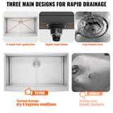 VEVOR Farmhouse Kitchen Sink, 304 Stainless Steel Drop-In Sinks, Top Mount Single Bowl Basin with Ledge & Accessories, Household Dishwasher Sinks for