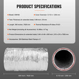 VEVOR Dryer Vent Hose, 152.4MM Insulated Flexible Duct 7.62M Long with 2 Duct Clamps, Heavy-Duty Three Layer Protection for HVAC Heating Cooling Ventilation and Exhaust, R-6.0 Flame Resistance Value - Close-Up Angle