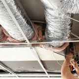 VEVOR Dryer Vent Hose, 152.4MM Insulated Flexible Duct 7.62M Long with 2 Duct Clamps, Heavy-Duty Three Layer Protection for HVAC Heating Cooling Ventilation and Exhaust, R-6.0 Flame Resistance Value - Low Angle