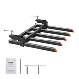 VEVOR Clamp on Debris Forks to 1200 mm Bucket, 1200 kg Capacity Heavy Duty Clamp on Pallet Forks Attachments, Fit for Loader Bucket Skidsteer Tractor
