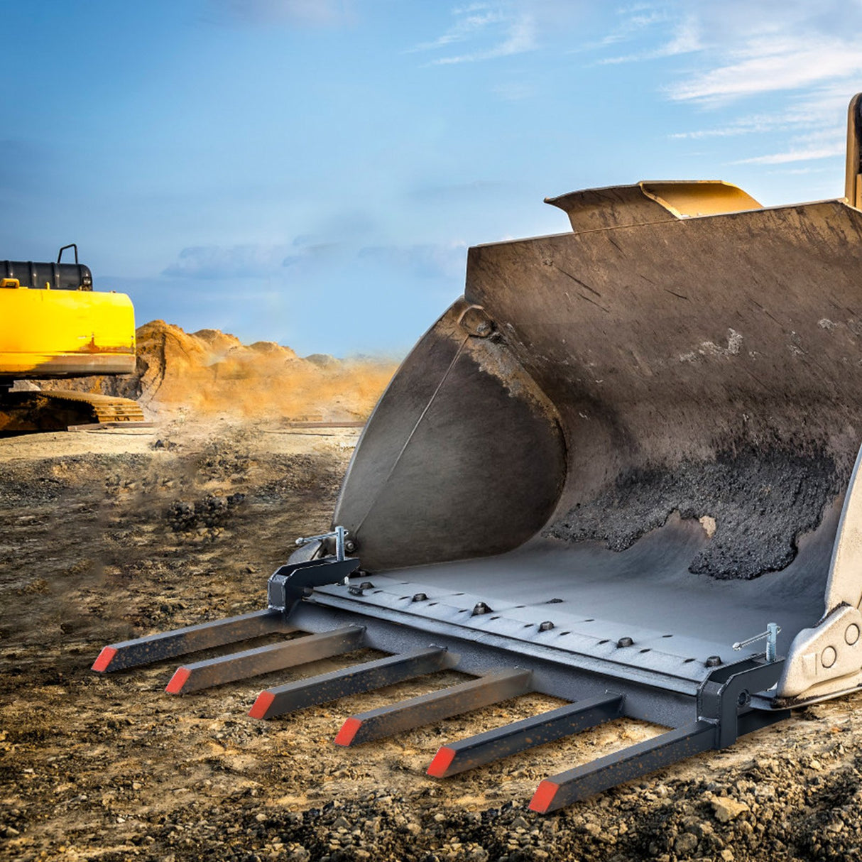 VEVOR Clamp on Debris Forks to 1500 mm Bucket, 2000 kg Capacity Heavy Duty Clamp on Pallet Forks Bucket, Fit for Loader Bucket Skidsteer Tractor to