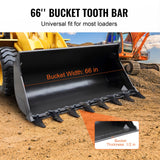 VEVOR Bucket Tooth Bar, 1650mm, Heavy Duty Tractor Bucket 8 Teeth Bar for Loader Tractor Skidsteer, 2000 kg Load-Bearing Capacity Bolt On Design, for Efficient Soil Excavation and Bucket Protection - 45-Degree Angle
