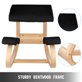 VEVOR Wooden Ergonomic Kneeling Chair Memory Seat Cushion Relieving Body Black