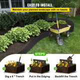 Landscape Edging, 25.4cm Depth 91.44m Total Length, Recycled HDPE Coiled Terrace Board, Flexible Bender Border for Landscaping, Lawn, Garden, Yard, Against Invading Weeds, Black