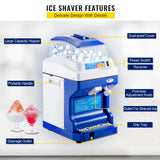 VEVOR Commercial Ice Shaver Ice Shaving Machine Crusher Snow Cone Maker 200KG/H